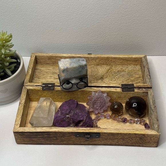 Artisan Other - Wooden Box with Assorted Crystals